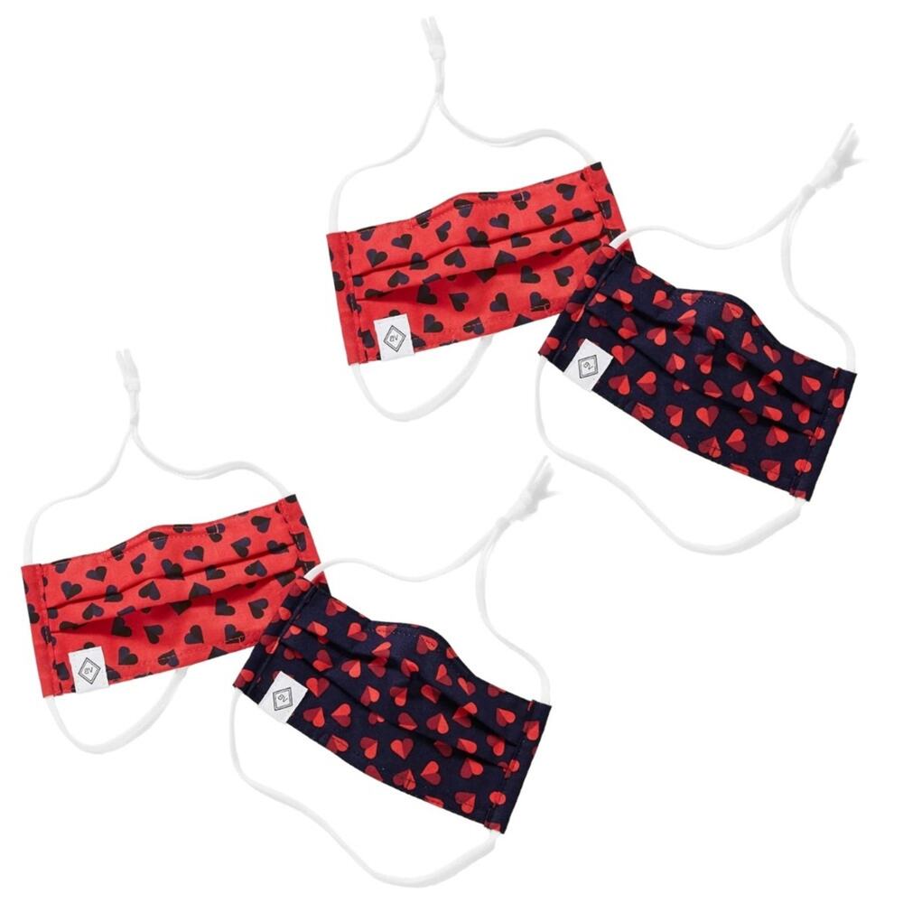 Lot 2 Vera Bradley Cotton Pleated Masks With Adjusters - 2 pack Sweet Hearts